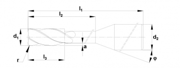 Torusfräser Ø 3,0 mm DR TOPTOOL Schaft 6,0 mm Gesamtlänge 55 mm ER 0,3 mit MT Beschichtung 7811TT
