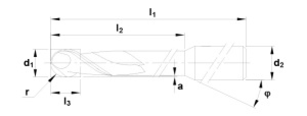 Ballfräser Ø 2,0 mm Schaft 3,0 mm Gesamtlänge 57 mm ohne Beschichtung Z1 7497