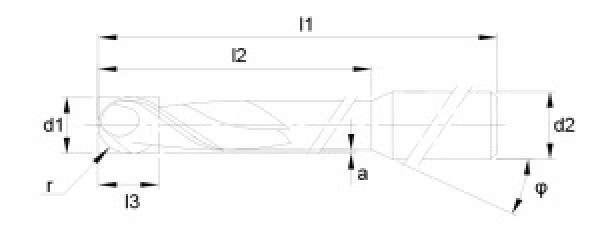 Ballfräser Ø 2,5 mm Schaft 6,0 mm galv. Diamantbeschichtung 29°  7190TT / T21