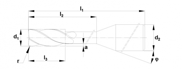 Torusfräser Ø 1,5 mm  Schaft 6,0 mm Gesamtlänge 55 mm ER 0,07 mit MT Beschichtung 8171