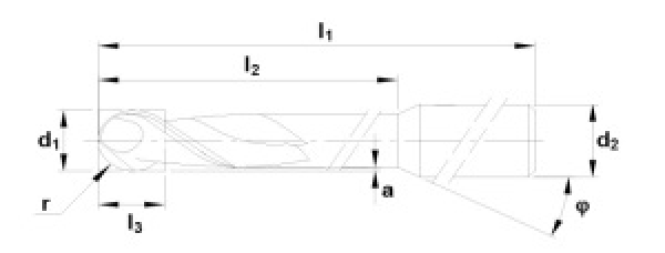 Ballfräser Ø 0,5 mm Schaft 4,0 mm Gesamtlänge 50 mm Z1 7728/RDG